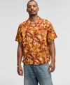 Mode Of One Men's Relaxed-fit Zebra Camp Shirt, Macy's Exclusive In Orange