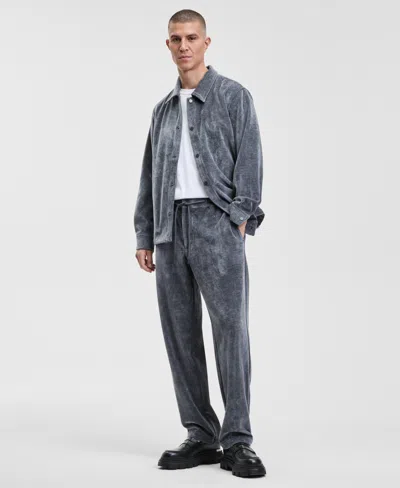 Mode Of One Men's Relaxed Soft Twill Tapered Drawstring Pants, Macy's Exclusive In Gray