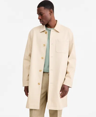 Mode Of One Men's Relaxed-fit Cotton-twill Overcoat, Macy's Exclusive In Neutral