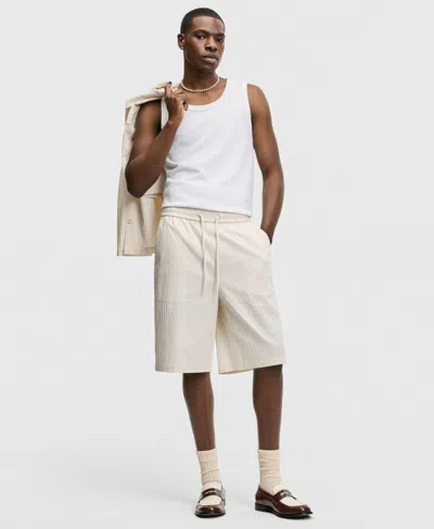 Mode Of One Men's Relaxed-fit Crinkle Stripe Shorts, Macy's Exclusive In White