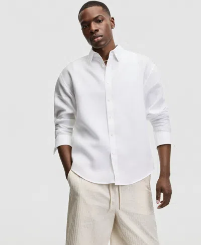 Mode Of One Men's Relaxed-fit Long-sleeve Linen Shirt, Macy's Exclusive In White