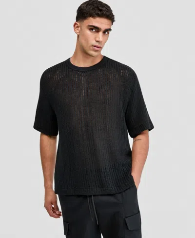 Mode Of One Men's Relaxed-fit Mesh T-shirt, Macy's Exclusive In Black