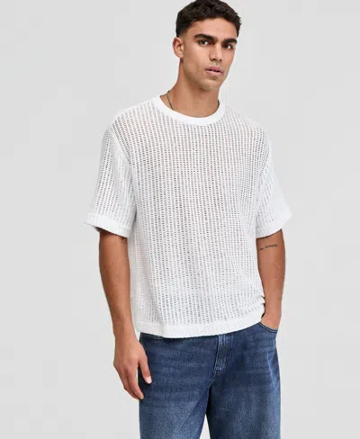 Mode Of One Men's Relaxed-fit Mesh T-shirt, Macy's Exclusive In White