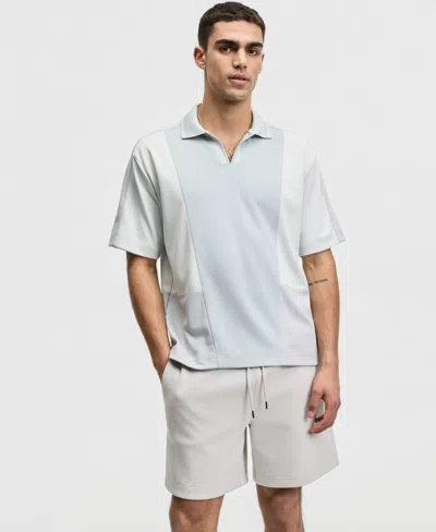 Mode Of One Men's Relaxed-fit Spliced Polo Shirt, Macy's Exclusive In Blue