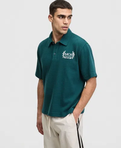 Mode Of One Men's Relaxed-fit Textured Polo Shirt, Macy's Exclusive In Blue