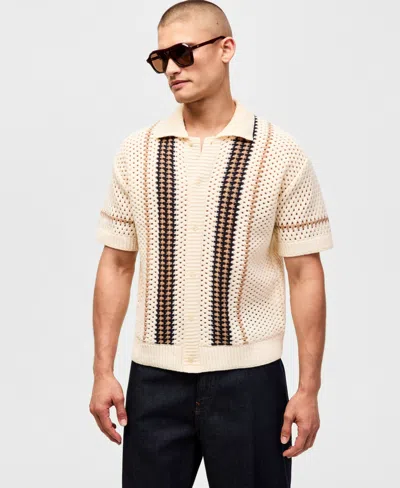 Mode Of One Men's Relaxed-fit Textured Short-sleeve Sweater, Macy's Exclusive In White