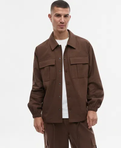 Mode Of One Men's Relaxed-fit Utility Overshirt, Macy's Exclusive In Brown