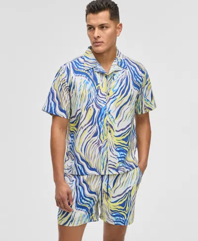 Mode Of One Men's Retro Wave Textured Shirt, Exclusively At Macy's In Lazulite