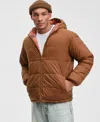 Mode Of One Men's Reversible Hooded Puffer Jacket, Macy's Exclusive In Brown