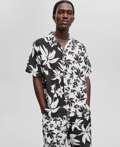 Mode Of One Men's Short-sleeve Palm Reverse Splicing Camp Collar Shirt, Exclusively At Macy's