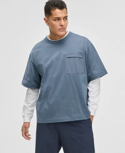 Mode Of One Men's Short-sleeve Relaxed-fit Mixed Media T-shirt, Exclusively At Macy's In Blue Asphalt