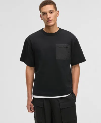 Mode Of One Men's Short-sleeve Relaxed-fit Mixed Media T-shirt, Exclusively At Macy's In Deep Black