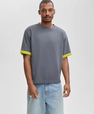 Mode Of One Men's Short-sleeve Reverse-sleeve Cotton T-shirt, Macy's Exclusive In Gray