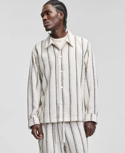 Mode Of One Men's Striped Shirt Jacket, Macy's Exclusive In Neutral