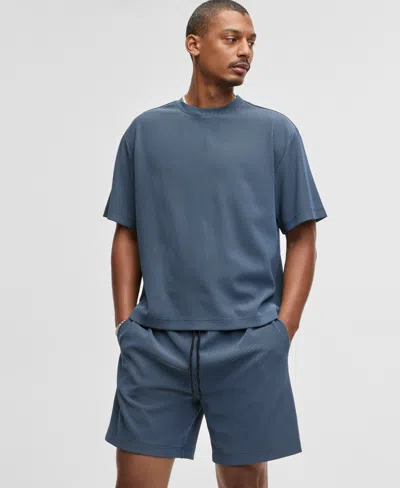 Mode Of One Men's Textured Knit Short-sleeve T-shirt, Macy's Exclusive In Blue
