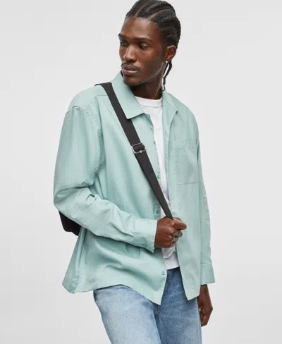 Mode Of One Men's Textured Long-sleeve Button-front Shirt, Exclusively At Macy's In Blue Fin