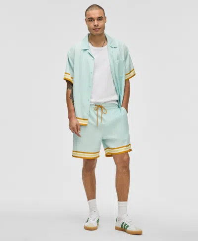 Mode Of One Men's Twill Contrast-trim Relaxed-fit Camp Shirt, Exclusively At Macy's In Delicate B
