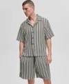 Mode Of One Men's Vertical-stripe Camp Collar Shirt, Exclusively At Macy's