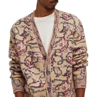 Mode Of One Mens Abstract Print Button-down Cardigan Sweater In Multi