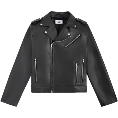 Mode Of One Mens Asymmetric Faux Leather Motorcycle Jacket In Black