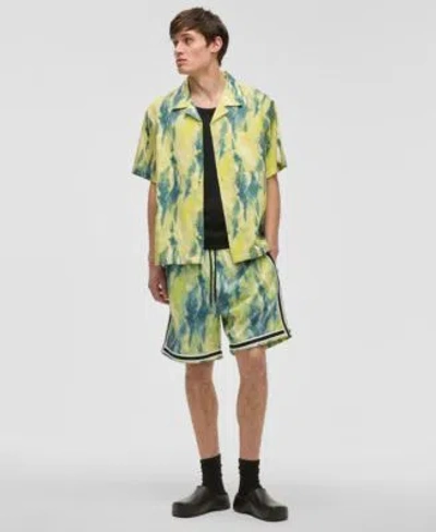 Mode Of One Mens Aura Relaxed Fit Printed Button Down Camp Shirt Regular Fit Printed 7 Mesh Shorts Exclusively A In Lemon Sun