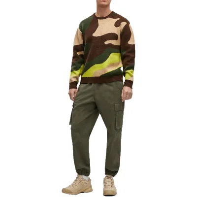 Mode Of One Mens Camouflage Knit Crewneck Sweater In Multi