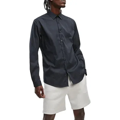 Mode Of One Mens Collar Cotton Stretch Button-down Shirt In Black