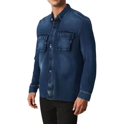 Mode Of One Mens Collar Denim Shirt Jacket In Blue