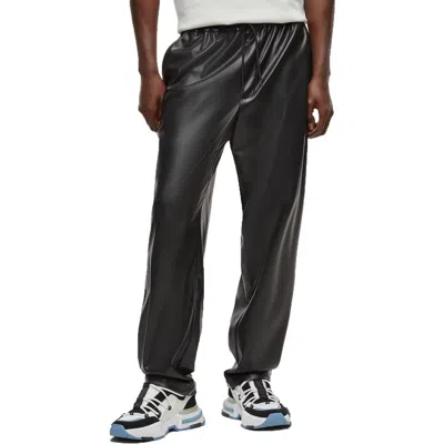 Mode Of One Mens Comfort Waist Faux Leather Straight Leg Pants In Black