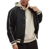 Mode Of One Mens Contrast Trim Cotton Bomber Jacket In Black