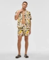 Mode Of One Mens Floral Tones Relaxed Fit Printed Button Down Camp Shirt Regular Fit Printed Swim Trunks Exclusi In Wild Ivy