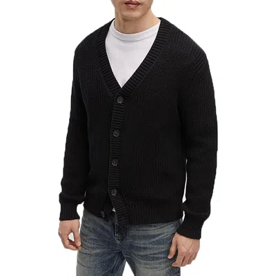 Mode Of One Mens Knit Cotton Cardigan Sweater In Black