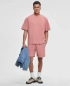Mode Of One Mens Oversized Fit Textured Sweatshirt Regular Fit 7 Reverse French Terry Shorts Exclusively At Macy In Sunset Rose