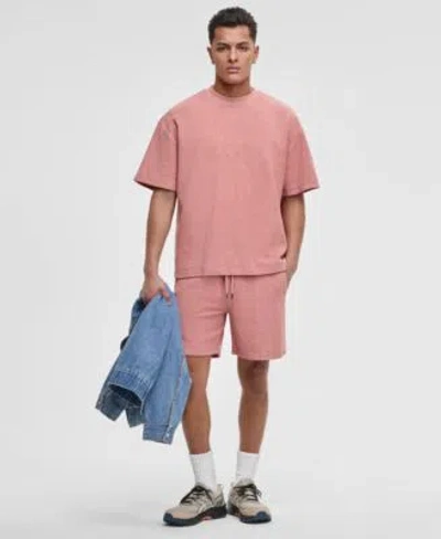 Mode Of One Mens Oversized Fit Textured Sweatshirt Regular Fit 7 Reverse French Terry Shorts Exclusively At Macy In Sunset Rose
