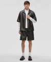 Mode Of One Mens Perforated Camp Shirt Pull On Shorts Exclusively At Macys In Deep Black