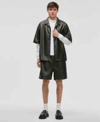 Mode Of One Mens Perforated Camp Shirt Pull On Shorts Exclusively At Macys In Deep Black