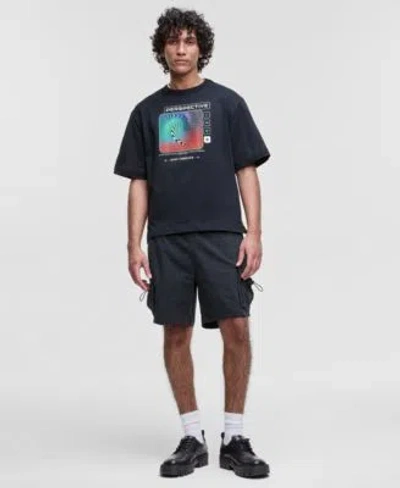 Mode Of One Mens Perspective Relaxed Fit Graphic T Shirt Relaxed Fit Crinkled 7 Cargo Shorts Exclusively At Macy In Deep Black