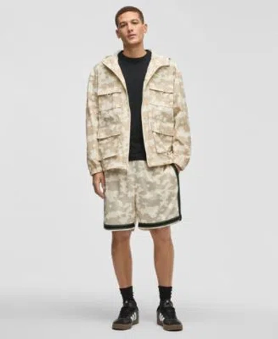 Mode Of One Mens Printed Utility Jacket Camo Mesh Shorts Exclusively At Macys In Dark Ecru