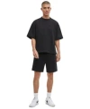 Mode Of One Mens Regular Fit Short Sleeve Sweatshirt Pull On Track Shorts Created For Macys In Deep Black
