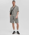 Mode Of One Mens Relaxed Fit Vertical Stripe Button Up Shirt Shorts Exclusively At Macys In Gray