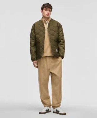Mode Of One Mens Reversible Shell Quilted Jacket Pinstripe 1 4 Zip Track Jacket Regular Fit Pinstripe Track Pant In Tannin