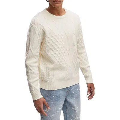 Mode Of One Mens Ribbed Cable Knit Pullover Sweater In Multi