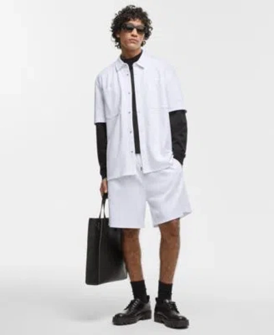 Mode Of One Mens Short Sleeve Snap Front Shirt Textured Knit Shorts Exclusively At Macys In Bright White