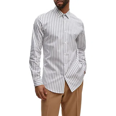 Mode Of One Mens Striped Cotton Stretch Button-down Shirt In Multi