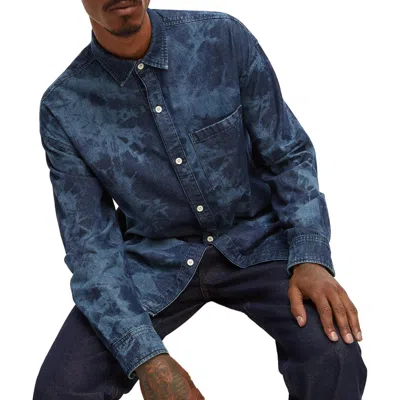 Mode Of One Mens Tie-dye Denim Button-down Shirt In Multi