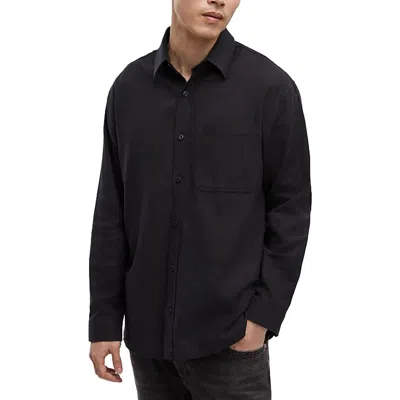 Mode Of One Men's Relaxed-fit Flannel Shirt, Created For Macy's In Deep Black
