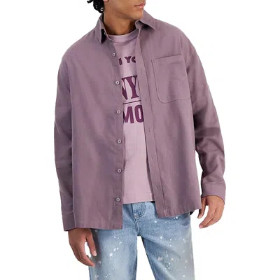 Mode Of One Mens Woven Flannel Button-down Shirt In Purple