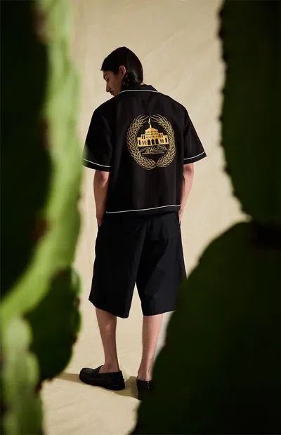Modelo Men's Piping Logo Camp Shirt In Black