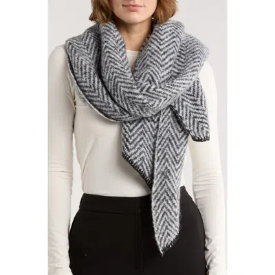 Modena Herringbone Asymmetric Scarf In Gray