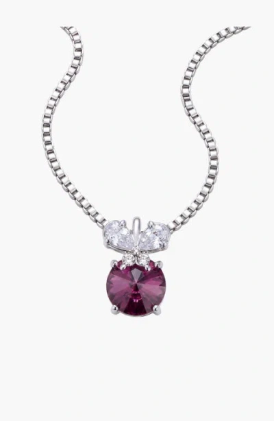 Modenaire Amethyst Round Butterfly Accent Pendant Necklace In Multi